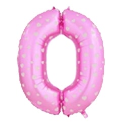 balão foil 0 rosa bolinhas