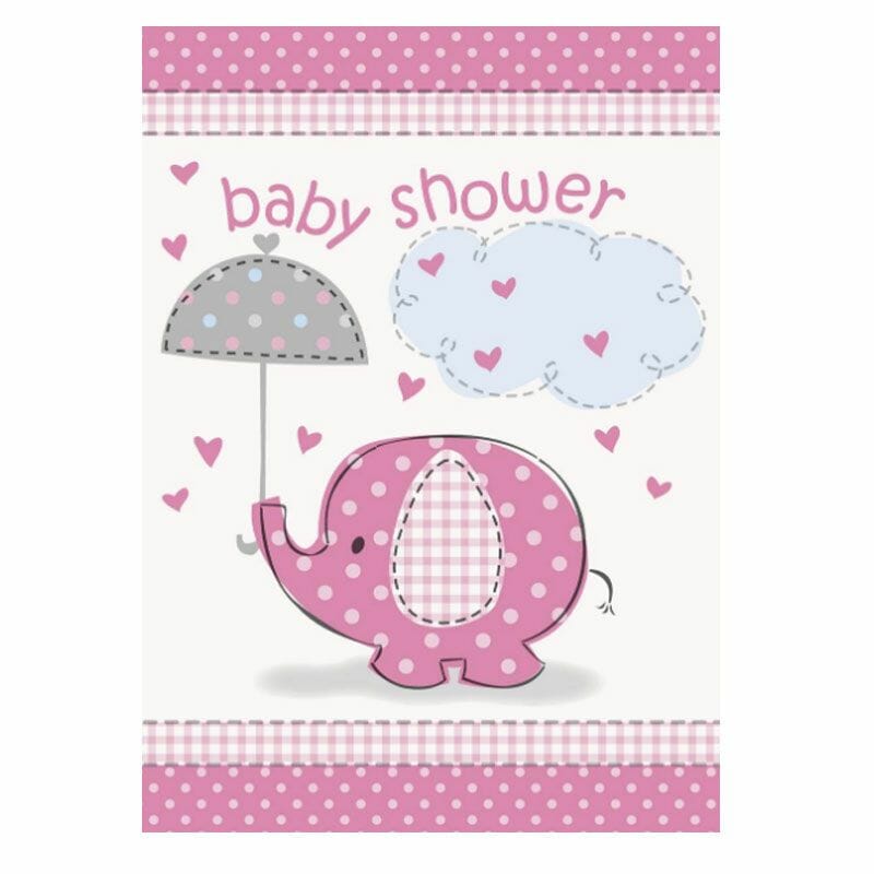 8 convites baby shower rosa