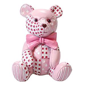 decoração urso rosa patchwork