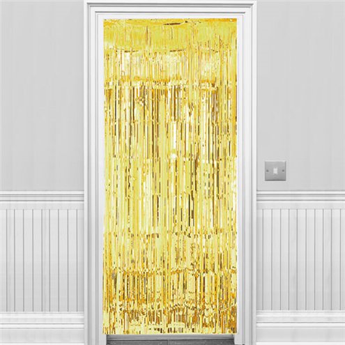 cortina em franjas dourado