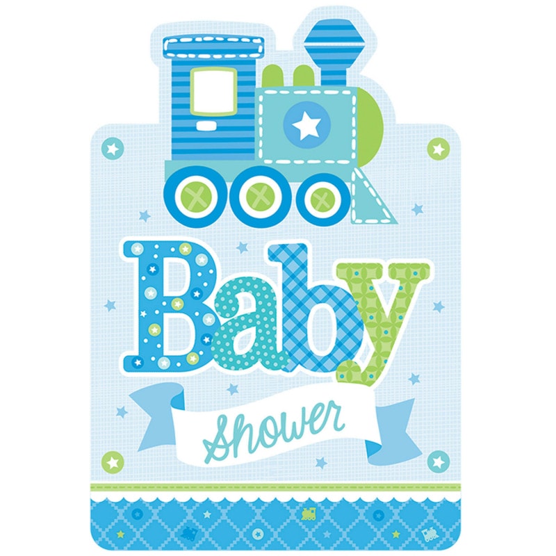 8 convites Baby Shower Azul