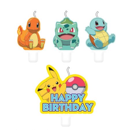 4 velas de aniversário Pokemon 2D