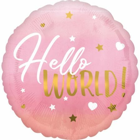 balão foil hello world rosa