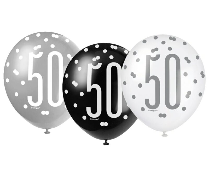 6 balões latex 50 anos