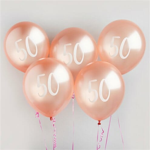 5 Balões 50 anos rose gold