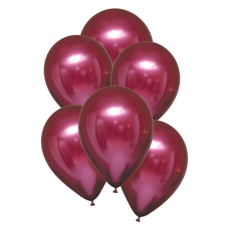 6 balões latex rosa cromado