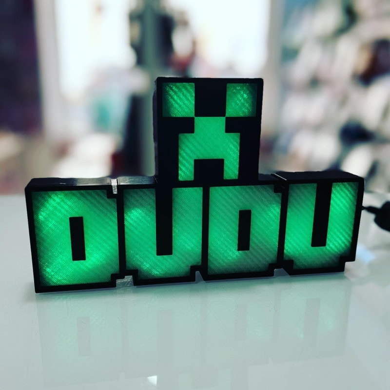 Candeeiro LED 3D Personalizado Minecraft