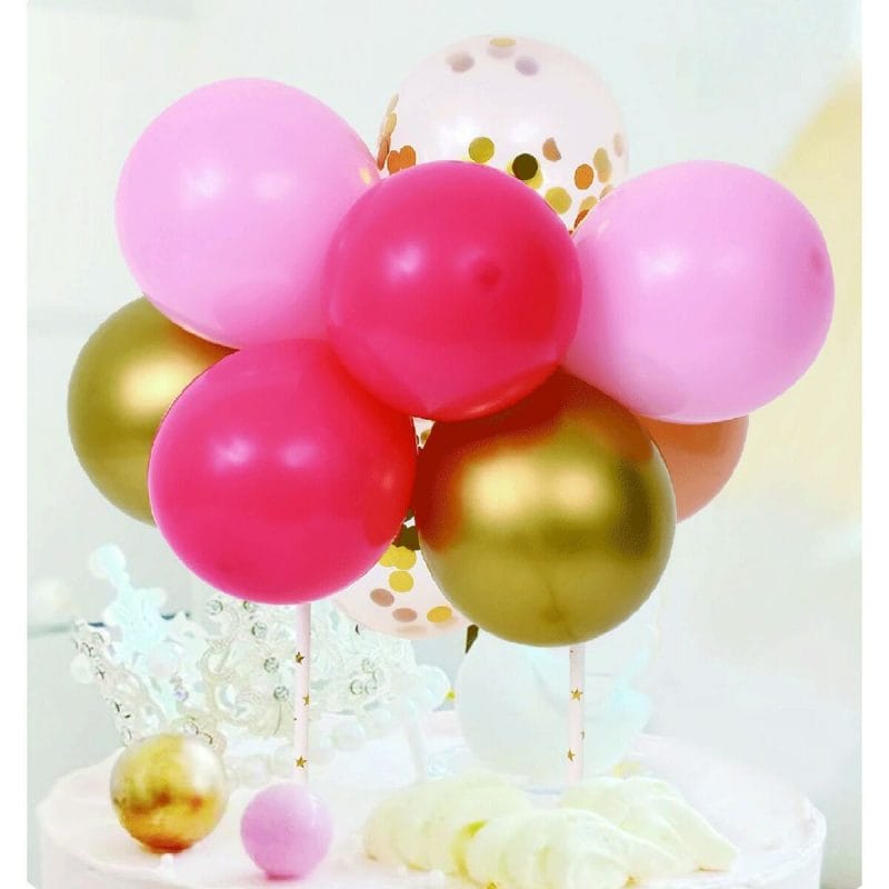 baloes para topo de bolo rosa