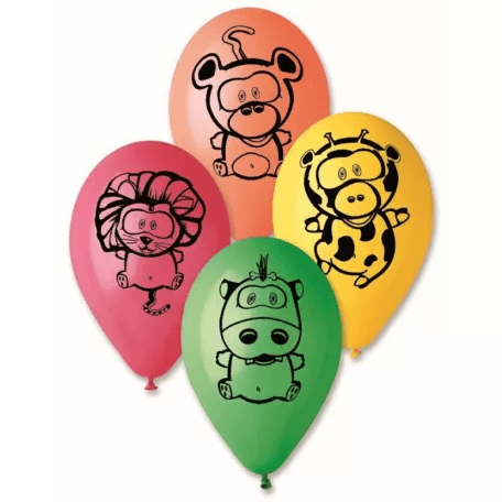 5 Balões de Festa Látex Animais 30 cm