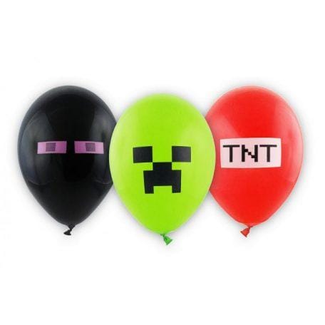 5 Balões Latex Minecraft 30 cm