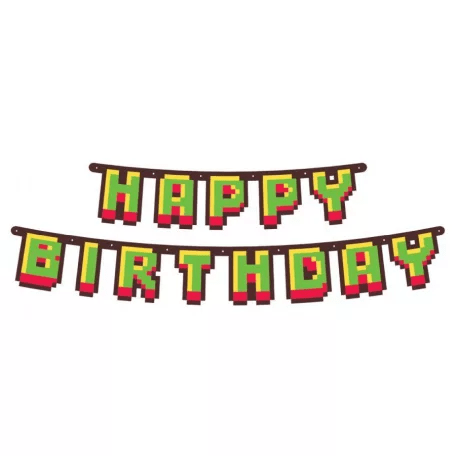 Faixa Happy Birthday Jogos Game On 160 cm