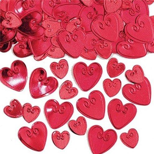 Confetis Decorativos Corações Vermelho Metalizados