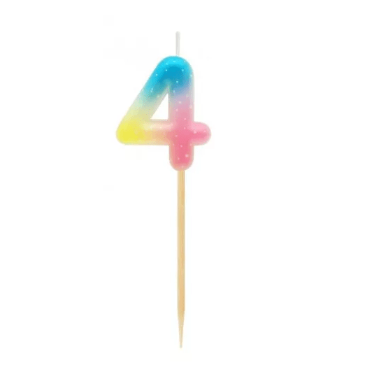 Vela Nº 4 Arco-íris Pastel 4.5 cm