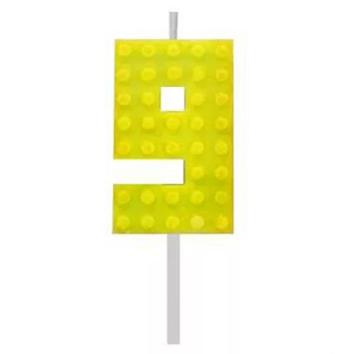Vela Peça de Lego nº 9 Amarelo 5.5 cm