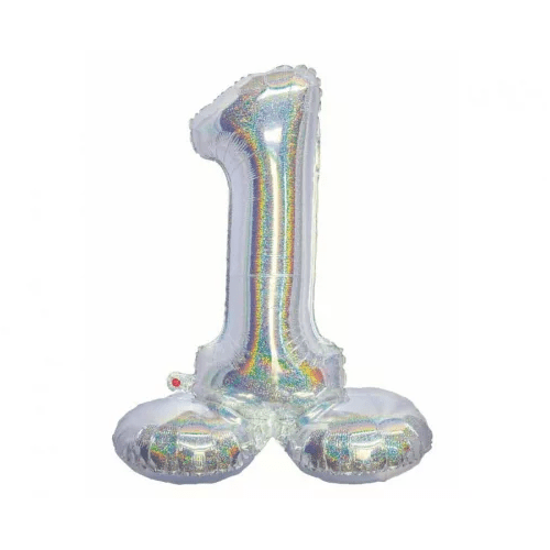Balão Nº 1 Holográfico com Base 72 cm