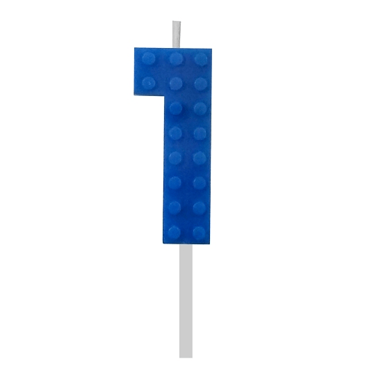 Vela Peça de Lego nº 1 Azul 5.5 cm