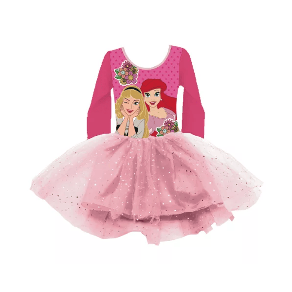 Vestido Criança Princesas Disney Tule Glitter 2 Anos