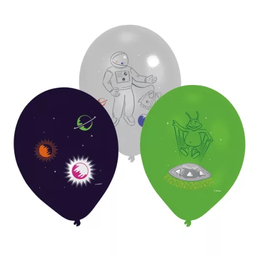 6 Balões Latex Festa no Espaço 28 cm