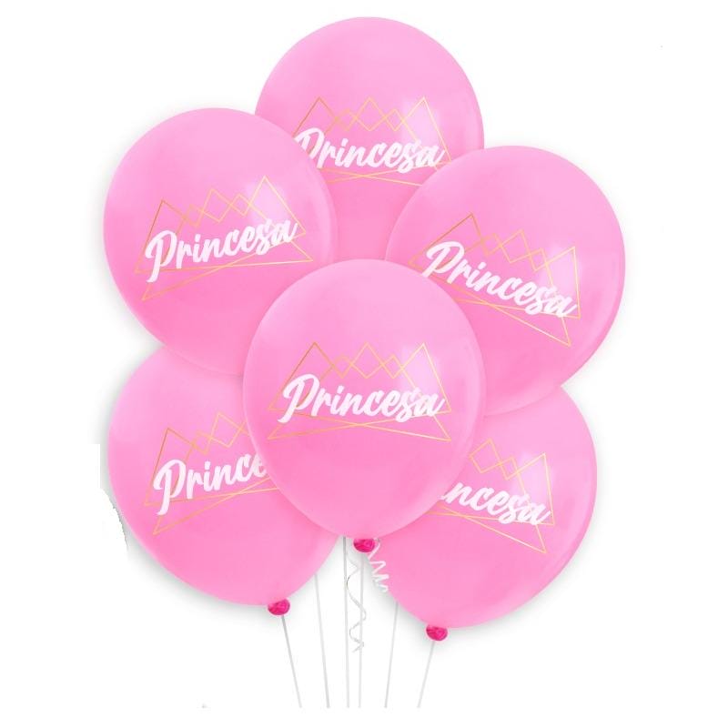 6 Balões Festa Princesa 30 cm