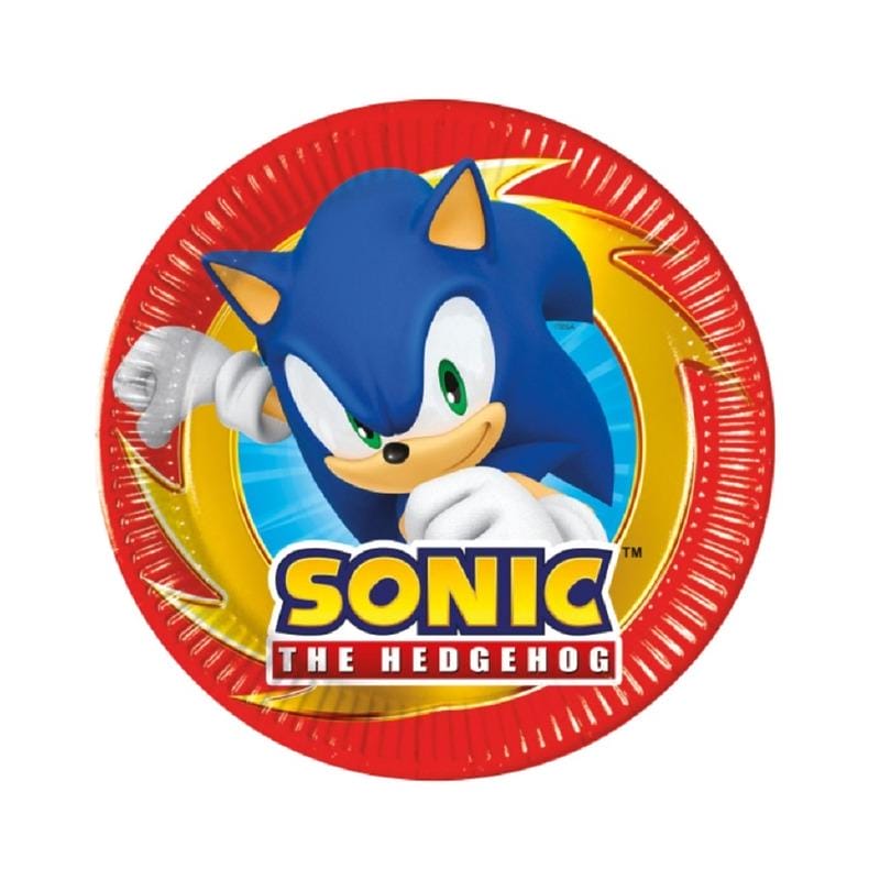 8 Pratos de Papel Sonic 20 cm
