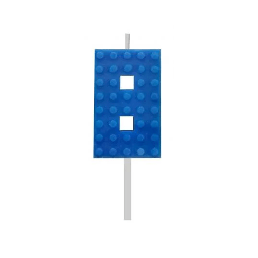 Vela Peça de Lego nº 8 Azul 5.5 cm