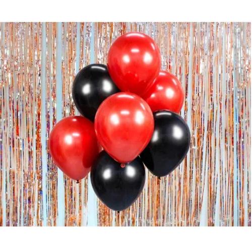7 Balões Festa Latex Vermelho e Preto
