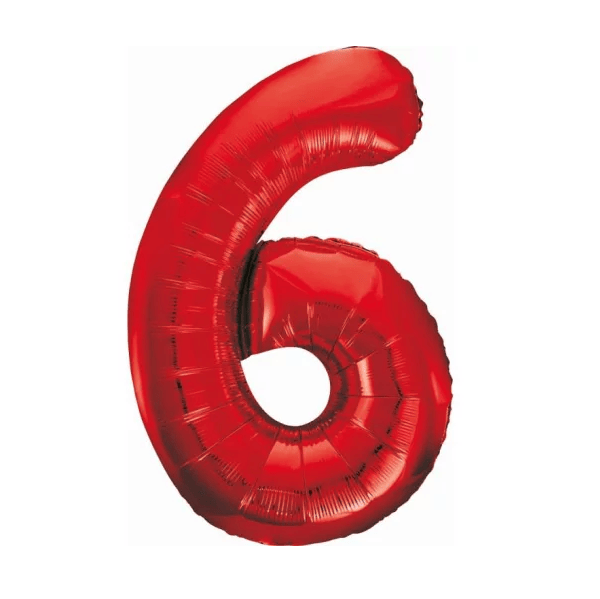Balão Foil Festa Nº 6 Vermelho 85 cm