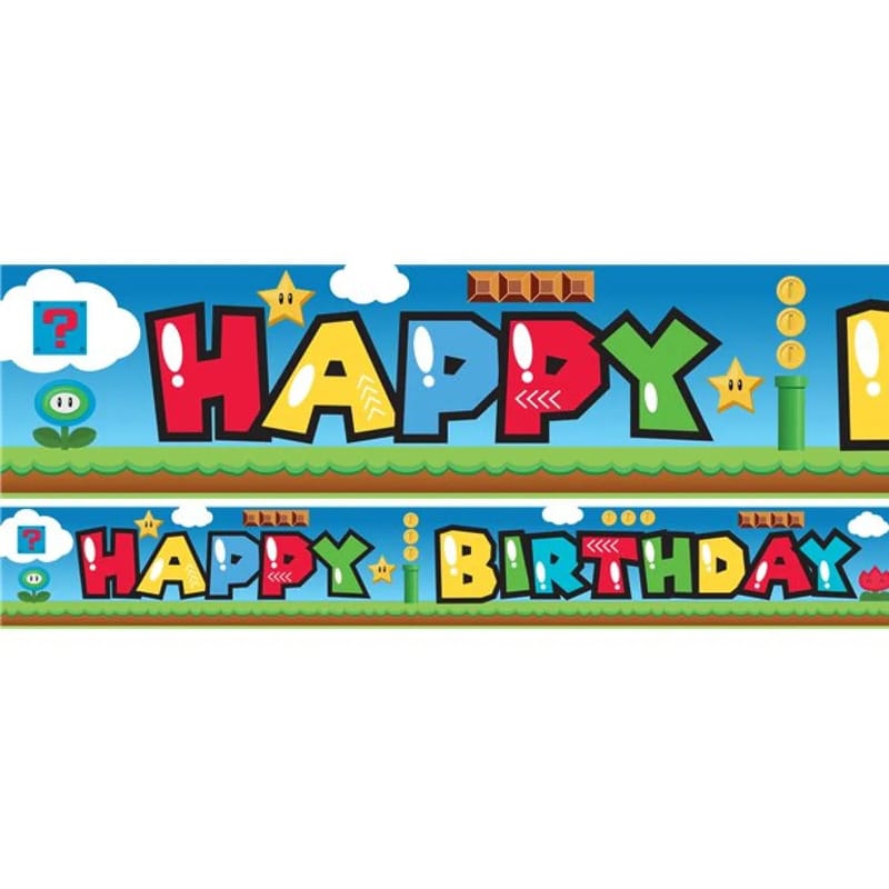 Faixa Happy Birthday do Super Mário 100 cm