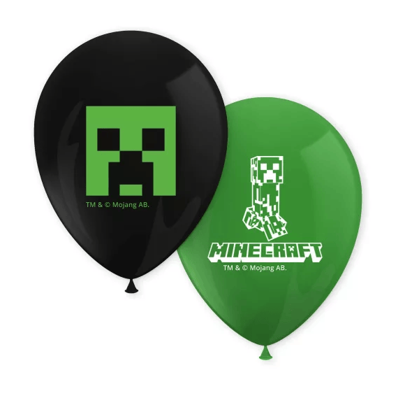 8 Balões Latex Festa Minecraft 28 cm
