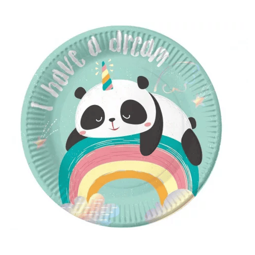 6 Pratos Papel Festa Panda 18 cm
