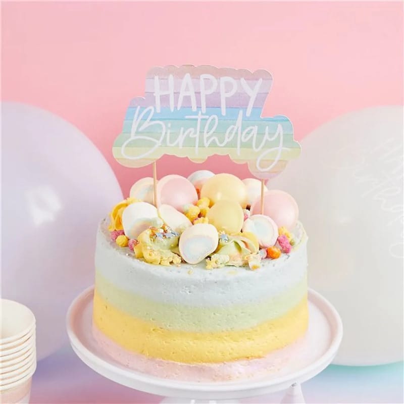 Cake Topper Happy Birthday Tons Pastel
