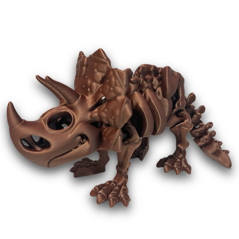 Figura Dinossauro Triceratops Articulado Cor Cobre 23 cm